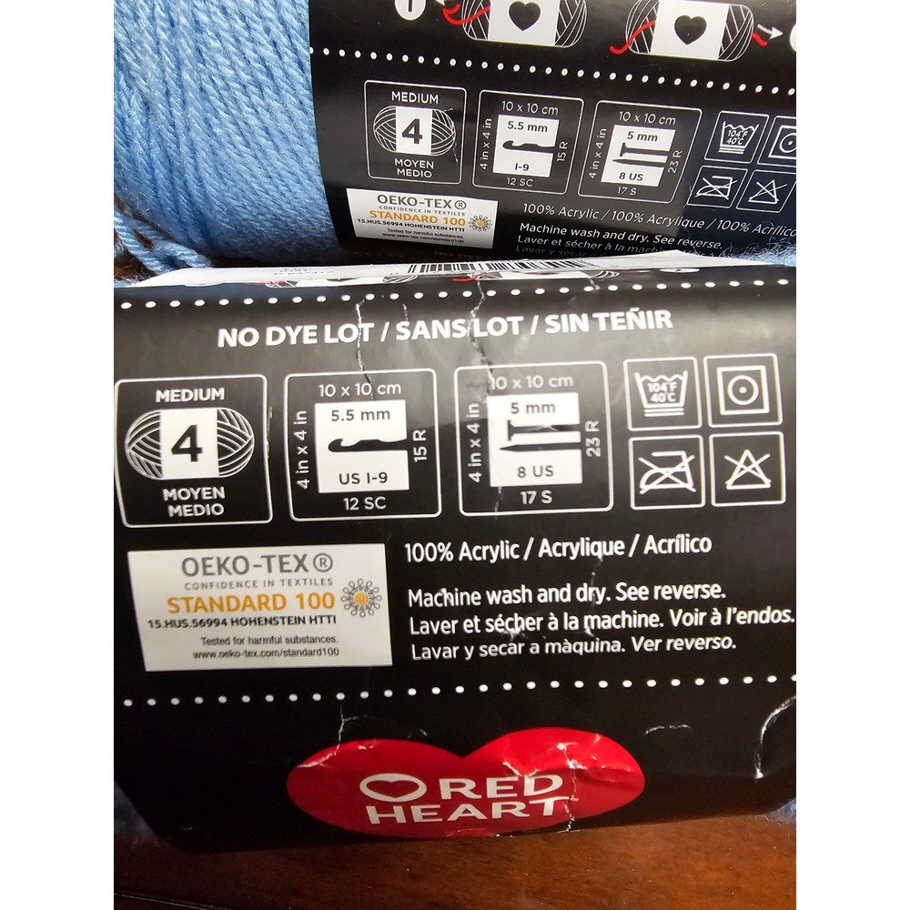 Red Heart Super Saver Light Blue Acrylic Yarn 2 Skeins M5824 H8 - Picture 6 of 6